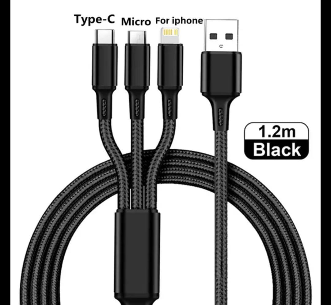 Cable USB de datos 3 en 1 para celular