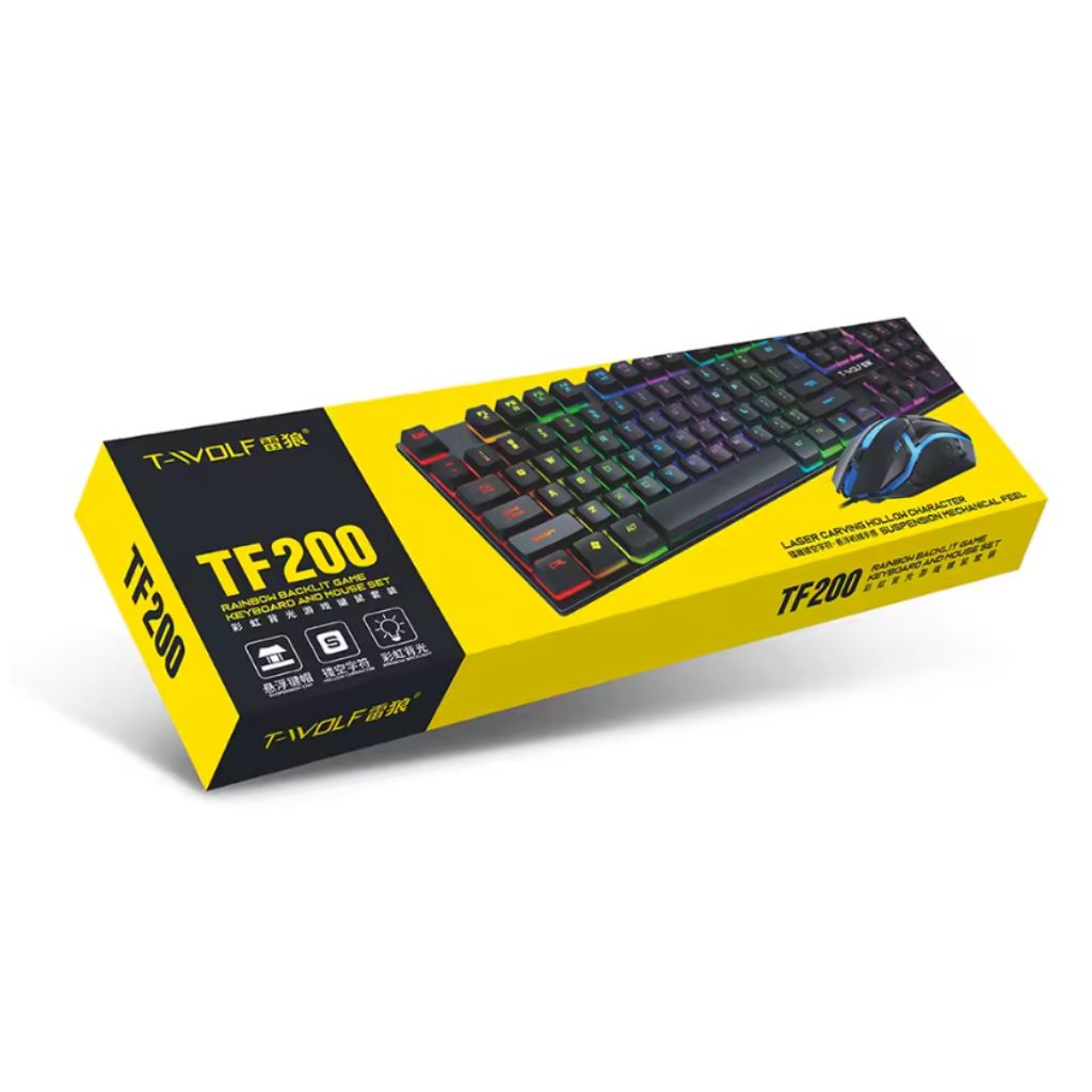 Combo Gamer Teclado y Mouse RGB T-WOLF TF200