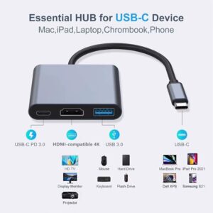 Adaptador 3 en 1, USB C a HDMI/USB 3.0/USB C